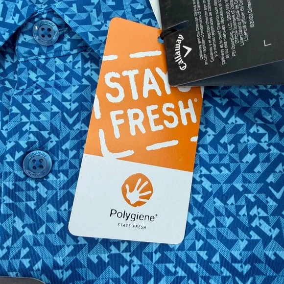 Callaway Polo Shirt Mens 2XLT Vallarta Blue Opti-Dri Swing Tech Golf Stretch NEW - Picture 10 of 16